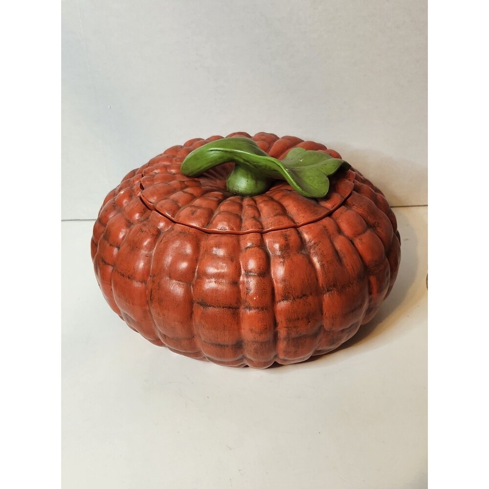 14" Wide 8" Tall Ceramic Pumpkin For Candy Or Cookies